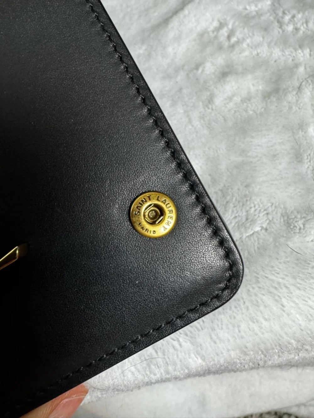Saint Laurent YSL Jamie Bicolor Folded Wallet Black & White Leather - Picture 6 of 9